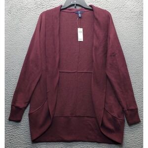Gap Cardigan Sweater Womens XS Burgundy Knit Long Sleeve Shawl Collar Open Front